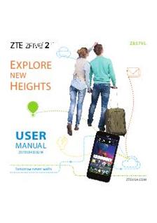ZTE Zfive 2 manual. Smartphone Instructions.